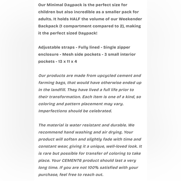 CEMENT6 White Elephant Print Women's Backpack - Casual Daypack - Picture 5 of 5